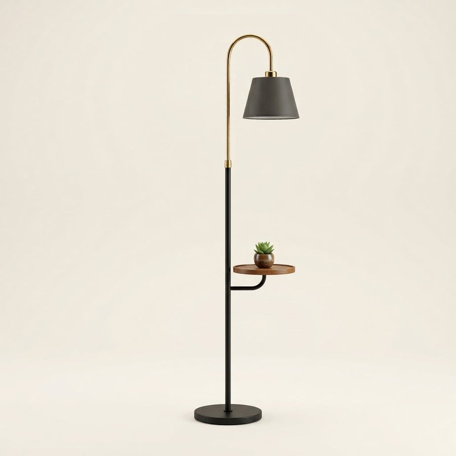 Modern Floor Lamp with Wooden Tray Table