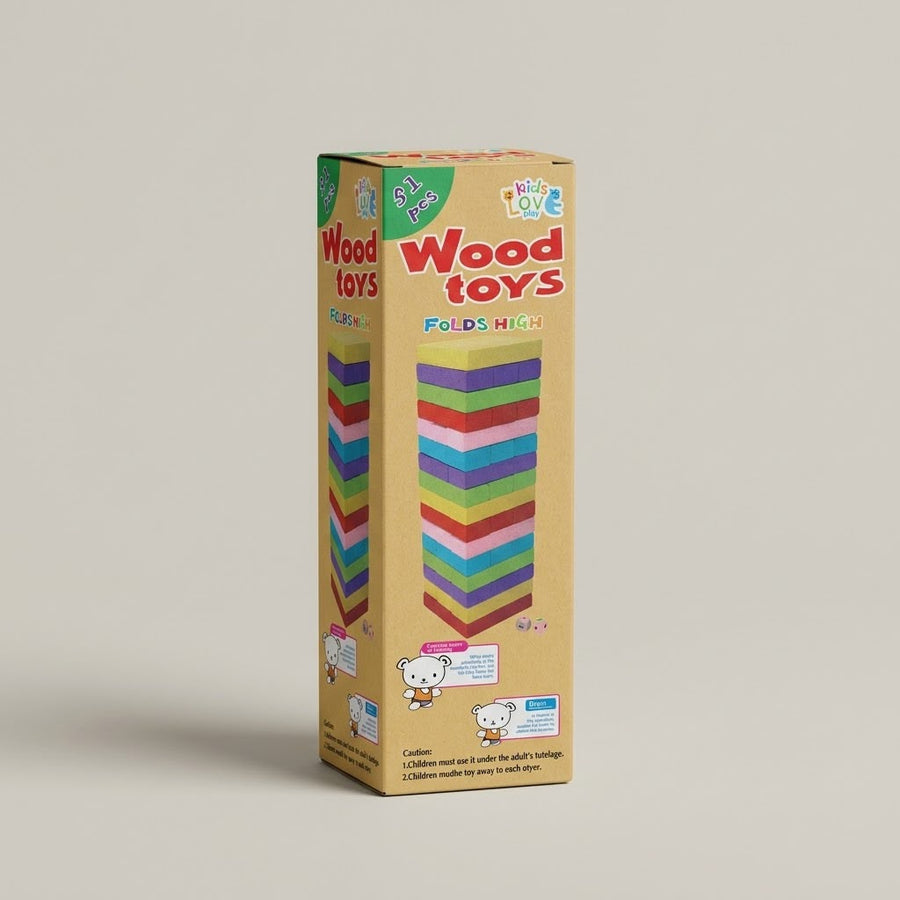Jenga 51 Pcs Colored Wooden Stacking Tower Game
