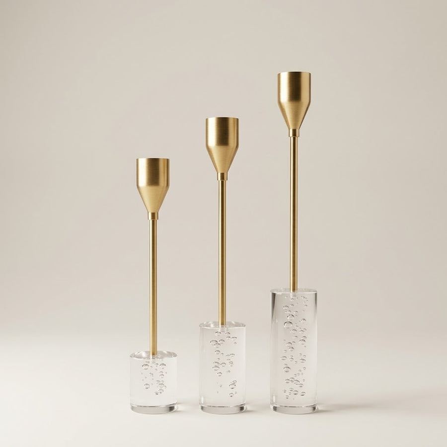 Metal & Crystal Candle Stand Set of 3