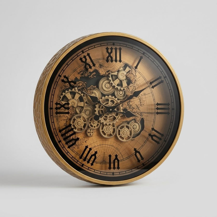 Brown Wall Clock With Gears