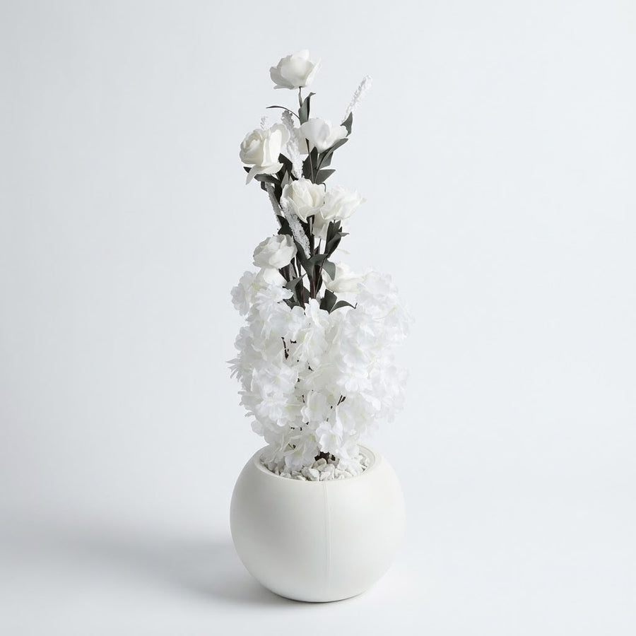 Modern White Faux Flower Pot