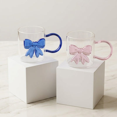 Bow Accent Clear Glass Mug