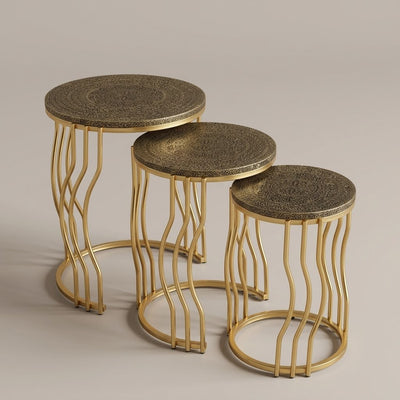 Modern Unique Textured Tables Set 3pcs