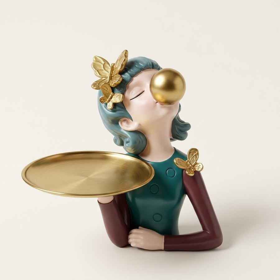 Nordic M odern Girl Figurine Decorative Plateau / lady platter