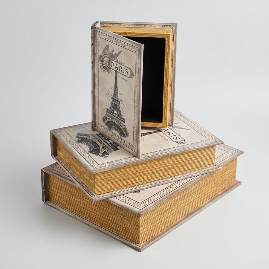 WOODEN STORAGE BOOK SET OF 3 | DECORE BOOKS