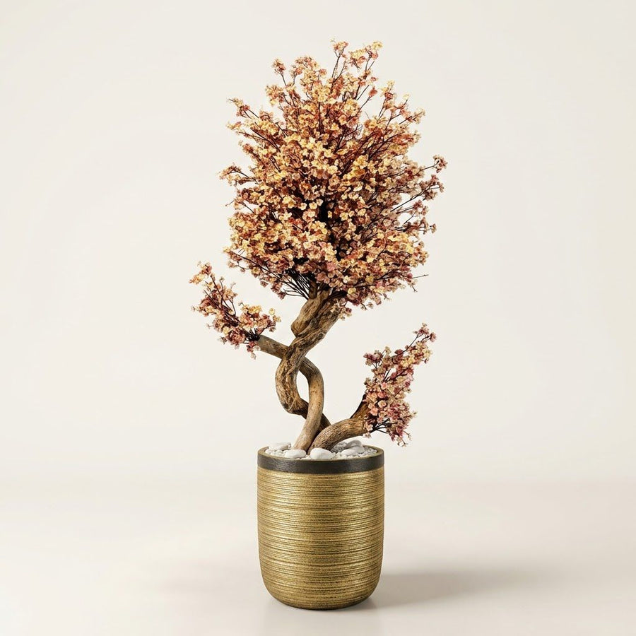 GOLDEN STAR BUNCH TREE WITH FIBER VASE 6 FT
