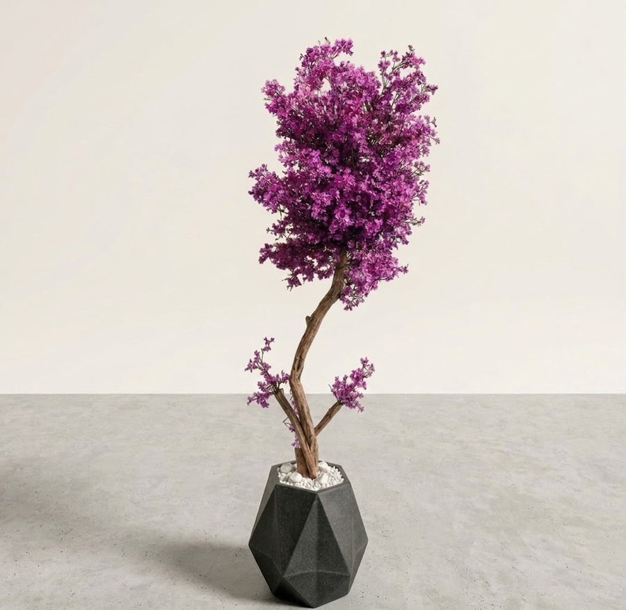 PURPLE STAR BUNCH TREE WITH FIBER DIAMOND  POT 6FT