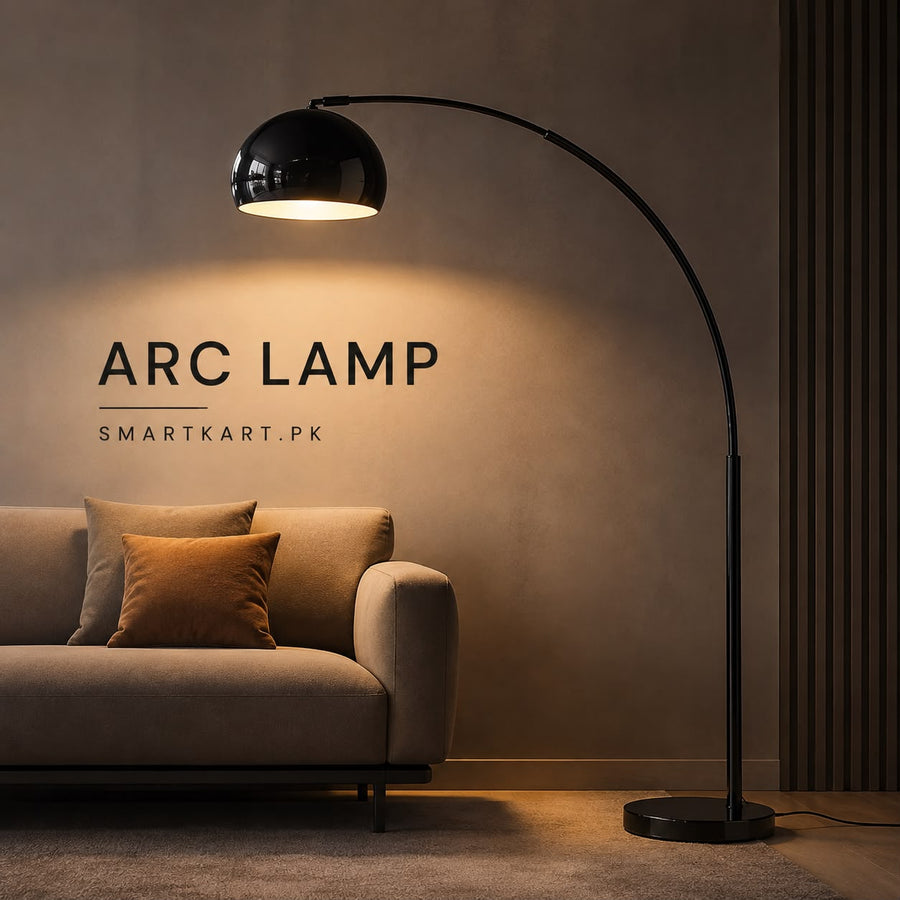 ARC LAMP GLOSSY BLACK 6FT ADJUSTABLE HEIGHT