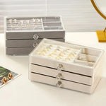 Velvet Drawer with Cosmetic Box Acrylic Drawer Jewelry Storage Box for Women Earrings Necklace Ring Charms Holder