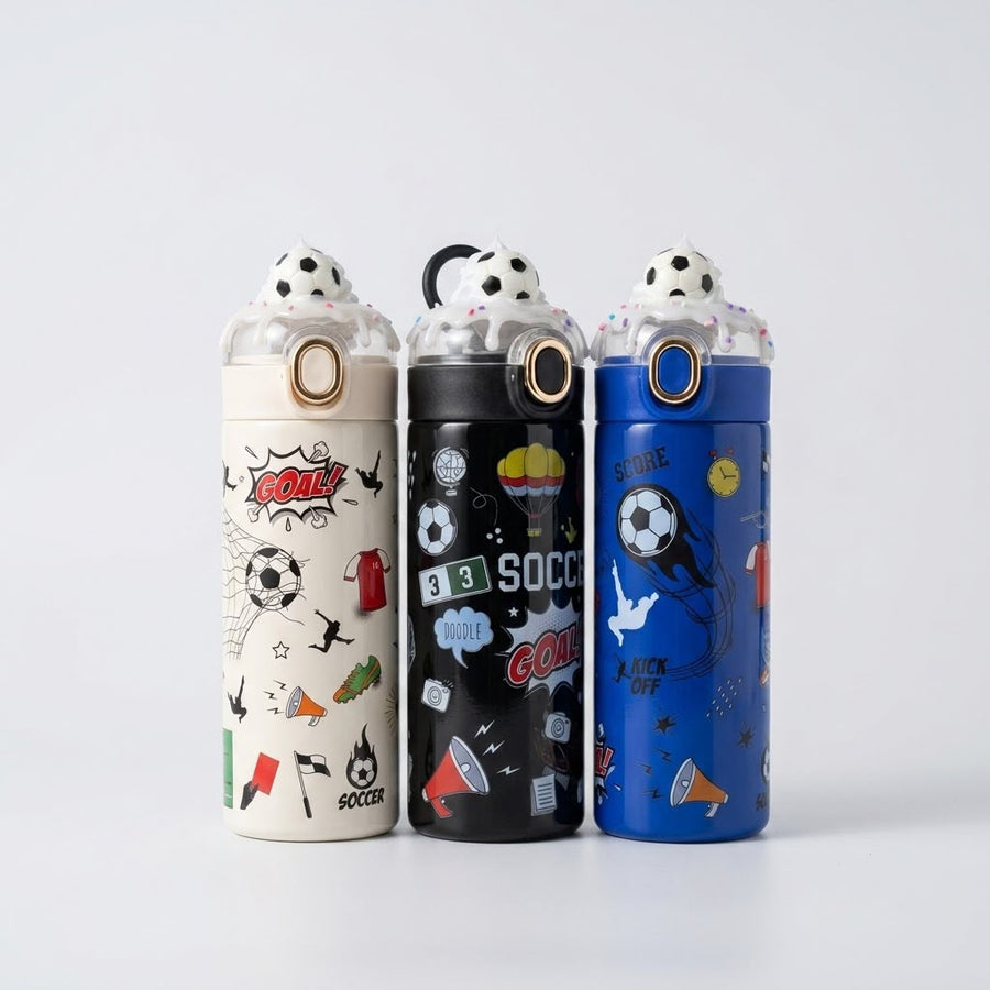 FOOTBALL WATER BOTTLE 800ML STAINLESS STEEL