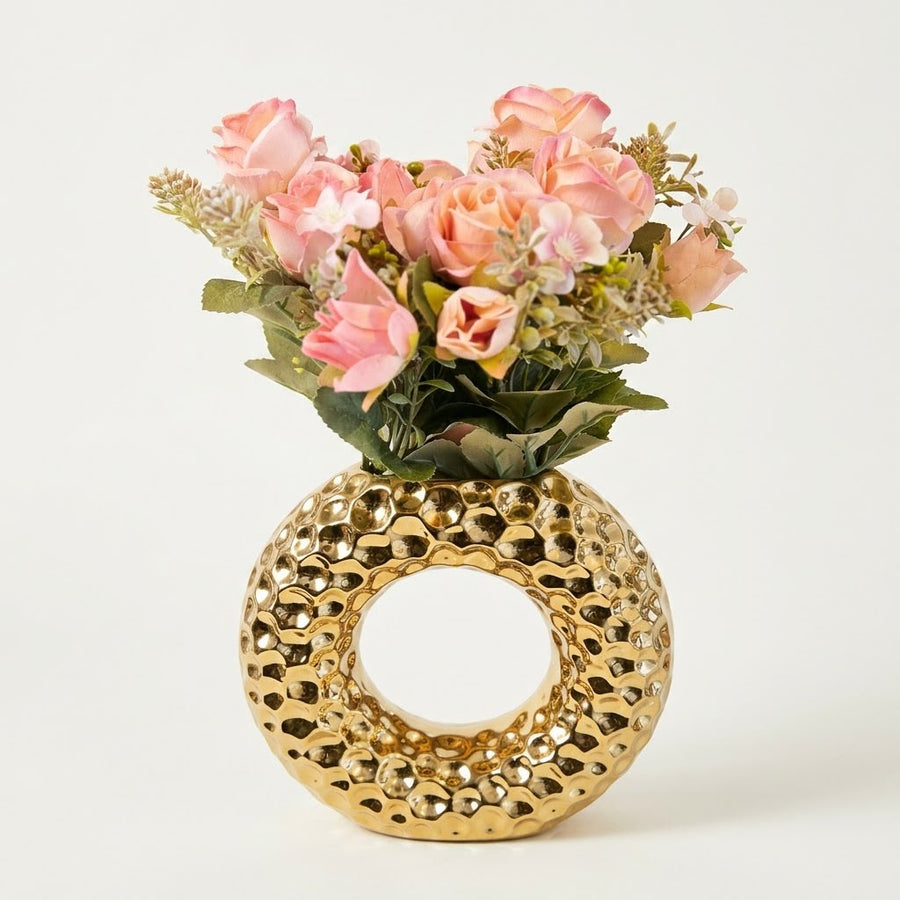 GOLDEN CERAMIC VASE W\O BUNCH