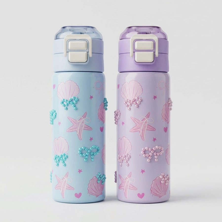 FANCY GIRLY STAINLESS STEEL WATER BOTTLE BEDAZZLING DESIGN 800ML