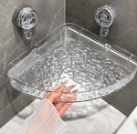 Acrylic Corner Suction Shelf – Drill-Free Bathroom Corner Rack