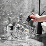 Makeup And Perfume Organizer Basket, Dressing Table Storage Holder, Transparent Glacier Pattern Cosmetic Storage Holder