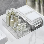 Makeup And Perfume Organizer Basket, Dressing Table Storage Holder, Transparent Glacier Pattern Cosmetic Storage Holder