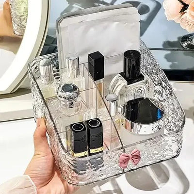 Luxury Clear Acrylic Makeup Organizer Tray | Multi-Compartment Cosmetic & Skincare Storage