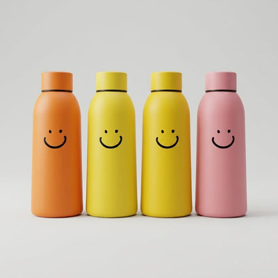 Smiley Face Matte Stainless Steel Water Bottle