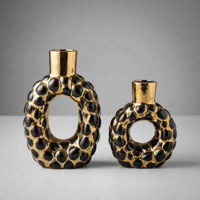 Golden & Black Ceramic Vase