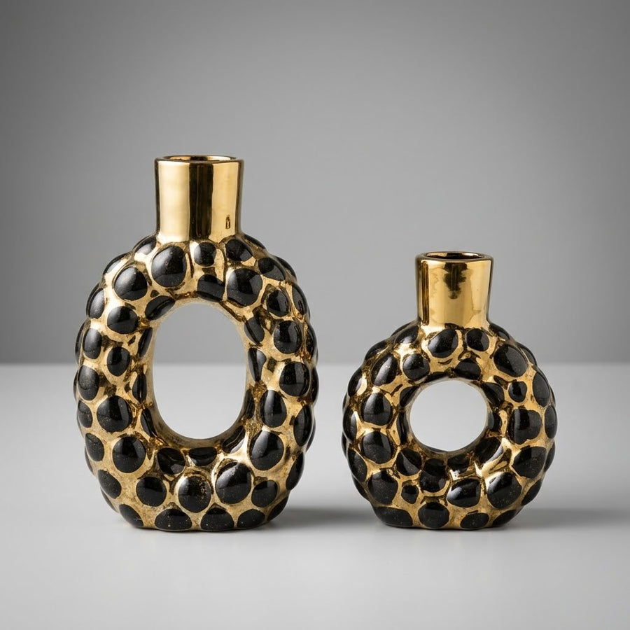 Golden & Black Ceramic Vase