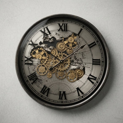 Wall Clock With Exposed Gear Mechanism