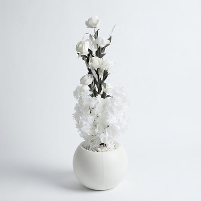 Modern White Faux Flower Pot
