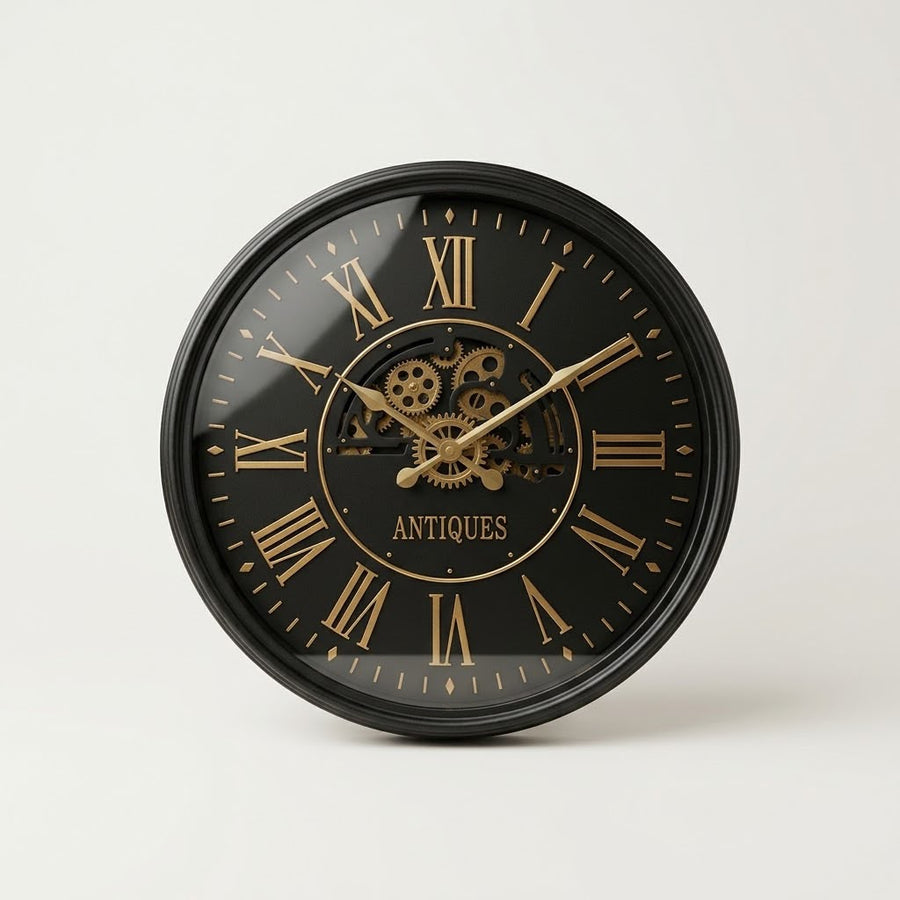 Modern Gold Black Gears Wall Clock