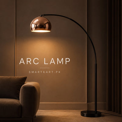 ARC LAMP GLOSSY COPPER AND BLACK 6FT ADJUSTABLE