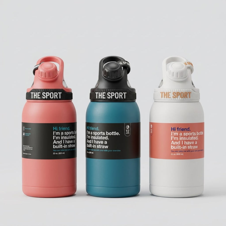 SPORT WATER BOTTLE 800ML STAINLESS STEEL
