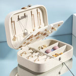 Compact Travel Jewellery Box with Necklace Hooks & Ring Slots