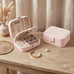 Compact Travel Jewellery Box with Necklace Hooks & Ring Slots