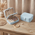Compact Travel Jewellery Box with Necklace Hooks & Ring Slots